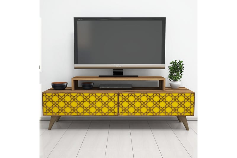VARRED TV-Bänk 140 cm Brun/Gul - Möbler - Vardagsrum - Tv-möbler & mediamöbler - Tv-bänkar