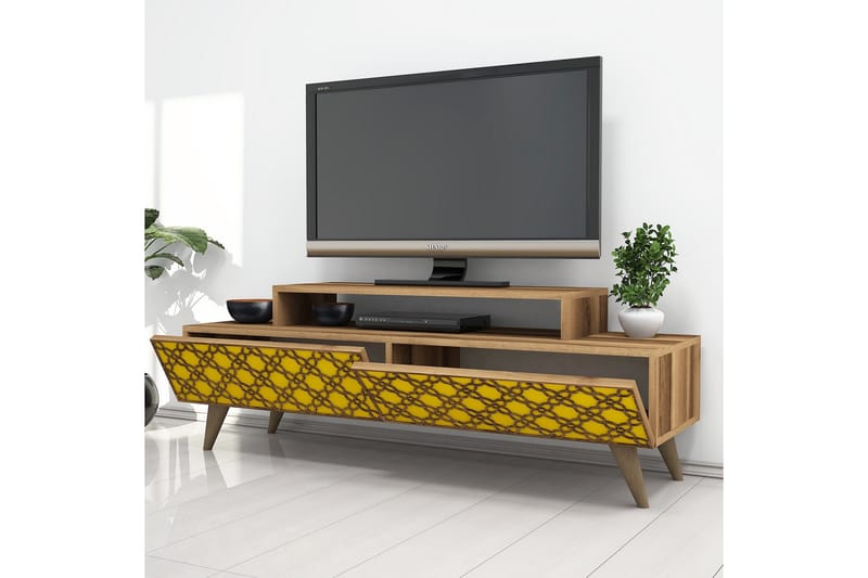 VARRED TV-Bänk 140 cm Brun/Gul - Möbler - Vardagsrum - Tv-möbler & mediamöbler - Tv-bänkar