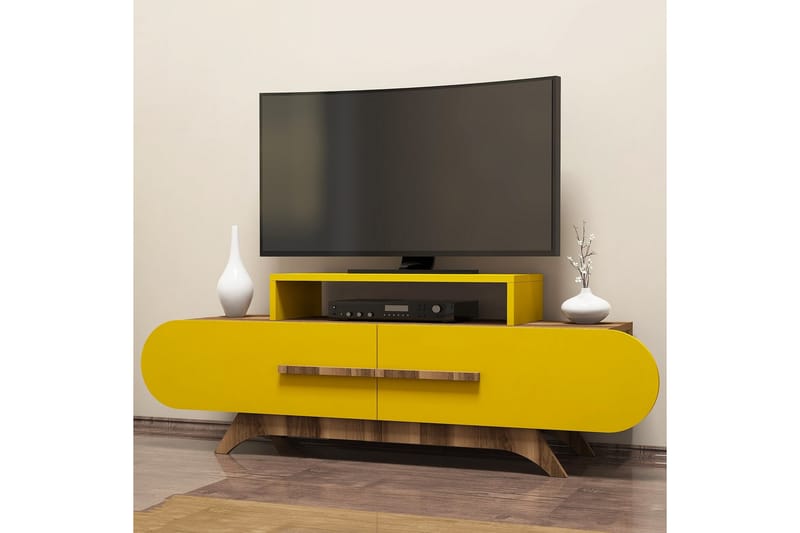 VARRED TV-Bänk 145 cm Brun/Gul - Möbler - Vardagsrum - Tv-möbler & mediamöbler - Tv-bänkar