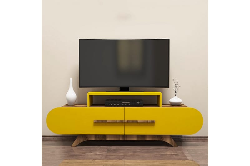 VARRED TV-Bänk 145 cm Brun/Gul - Möbler - Vardagsrum - Tv-möbler & mediamöbler - Tv-bänkar