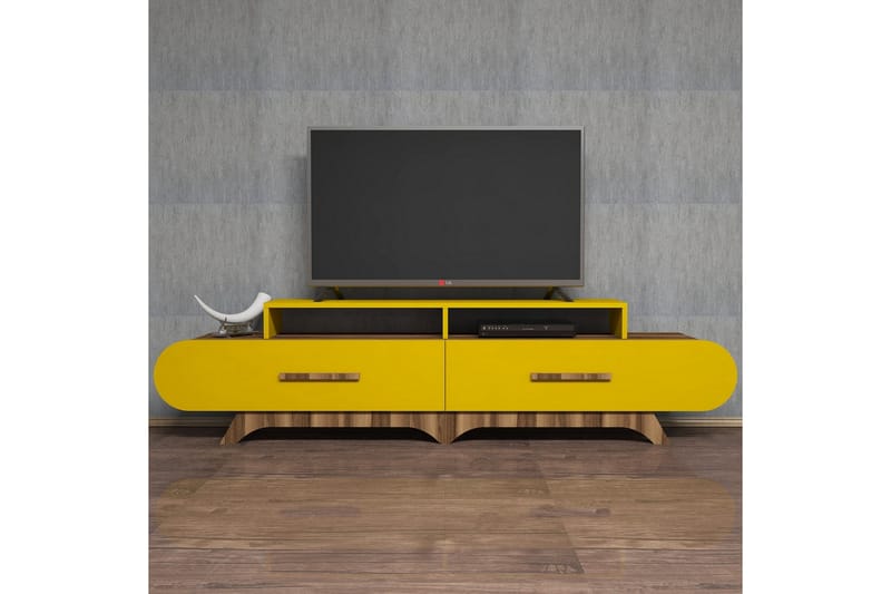 VARRED TV-Bänk 205 cm Brun/Gul - Möbler - Vardagsrum - Tv-möbler & mediamöbler - Tv-bänkar