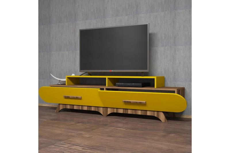 VARRED TV-Bänk 205 cm Brun/Gul - Möbler - Vardagsrum - Tv-möbler & mediamöbler - Tv-bänkar