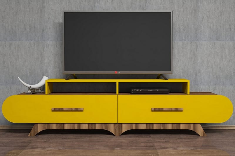 VARRED TV-Bänk 205 cm Brun/Gul - Tv-bänkar