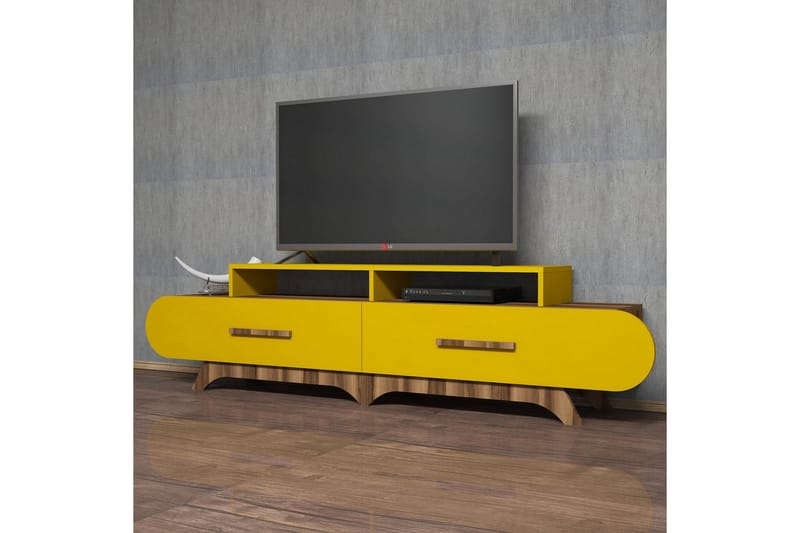 VARRED TV-Bänk 205 cm Brun/Gul - Möbler - Vardagsrum - Tv-möbler & mediamöbler - Tv-bänkar