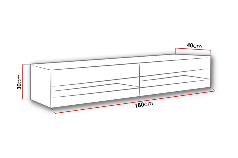Vasil TV-bänk 180 cm Öppen Hylla - Vit/Vit Högglans - Möbler - Vardagsrum - Tv-möbler & mediamöbler - Tv-bänkar