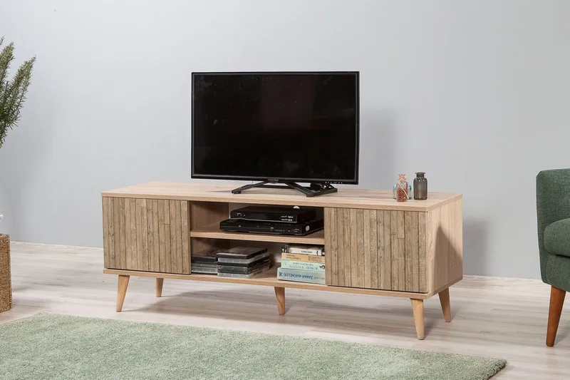 Vellavie TV-bänk 140 cm med Förvaring i Trä - Brun - Möbler - Vardagsrum - Tv-möbler & mediamöbler - Tv-bänkar