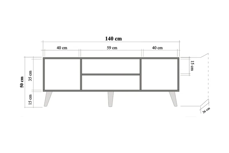Vellavie TV-bänk 140 cm med Förvaring i Trä - Brun - Möbler - Vardagsrum - Tv-möbler & mediamöbler - Tv-bänkar