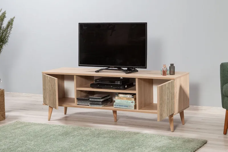Vellavie TV-bänk 140 cm med Förvaring i Trä - Brun - Möbler - Vardagsrum - Tv-möbler & mediamöbler - Tv-bänkar