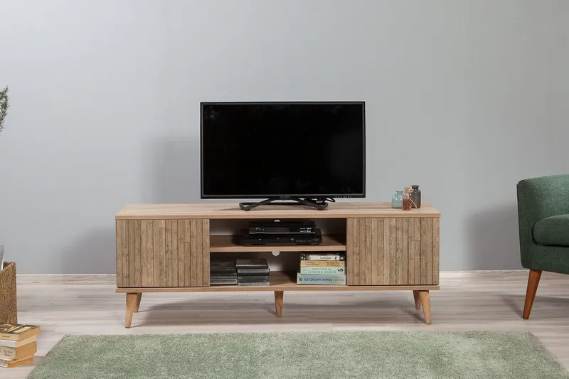 Vellavie TV-bänk 140 cm med Förvaring i Trä - Brun - Möbler - Vardagsrum - Tv-möbler & mediamöbler - Tv-bänkar