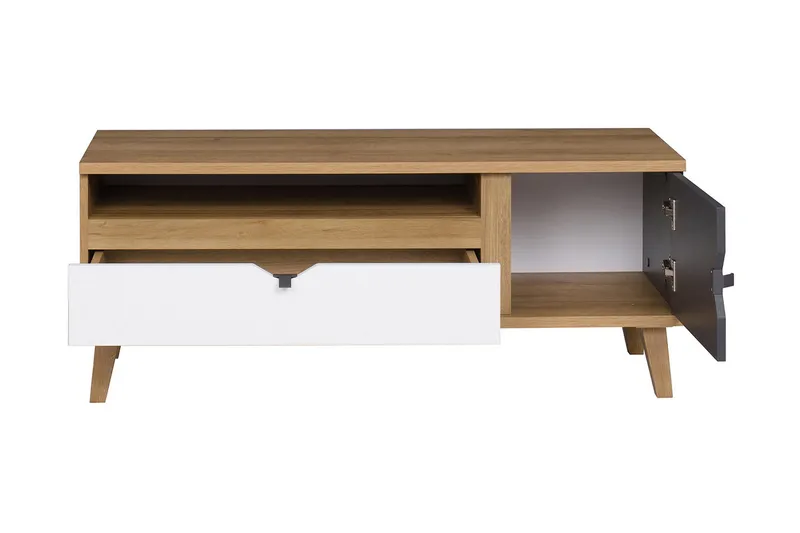 Vintra TV-bänk 120 cm - Vit/Grå/Trä - Möbler - Vardagsrum - Tv-möbler & mediamöbler - Tv-bänkar