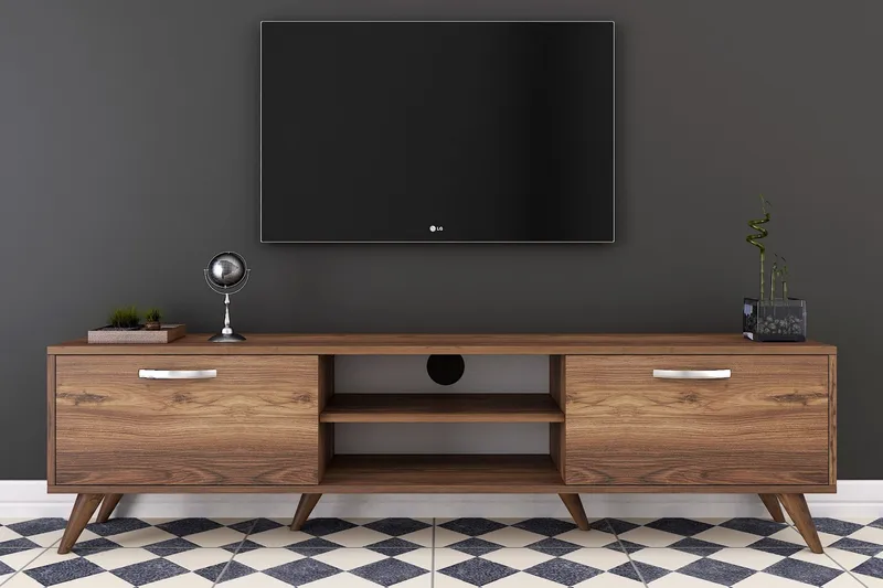 Virkesbo Tv bänk med Förvaring 180 cm - Valnöt / Brun / Rustik - Möbler - Vardagsrum - Tv-möbler & mediamöbler - Tv-bänkar