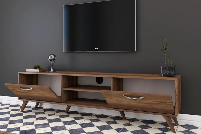 Virkesbo Tv bänk med Förvaring 180 cm - Valnöt / Brun / Rustik - Möbler - Vardagsrum - Tv-möbler & mediamöbler - Tv-bänkar