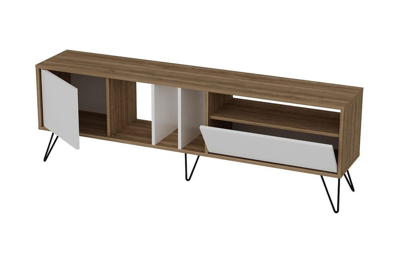 WALLERS TV-Bänk 180 cm Valnöt/Svart/Vit - Möbler - Vardagsrum - Tv-möbler & mediamöbler - Tv-bänkar