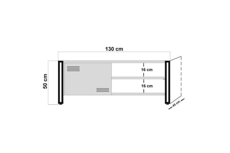 WARTA Tv-bänk 130 cm Trä/Svart - Trä/Svart - Möbler - Vardagsrum - Tv-möbler & mediamöbler - Tv-bänkar