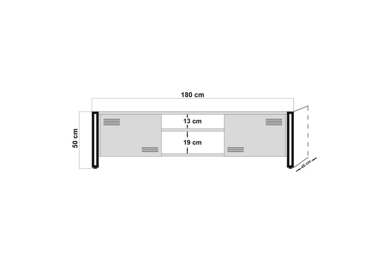 WARTA Tv-bänk 180 cm Trä/Svart - Trä/Svart - Möbler - Vardagsrum - Tv-möbler & mediamöbler - Tv-bänkar