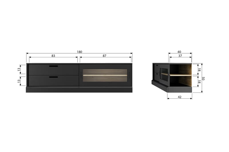 XAIME TV-bänk 50x180 cm Svart - Tv-bänkar