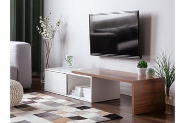Yonkers Golvstående Utdragbar Tv Bänk 110 cm med Förvaring i Målat Trä - Vit - Möbler - Vardagsrum - Tv-möbler & mediamöbler - Tv-bänkar