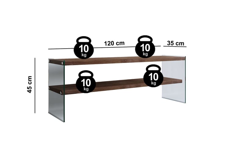 ZABAVA TV-bänk 120 cm Brun - Brun/Glas - Tv-bänkar