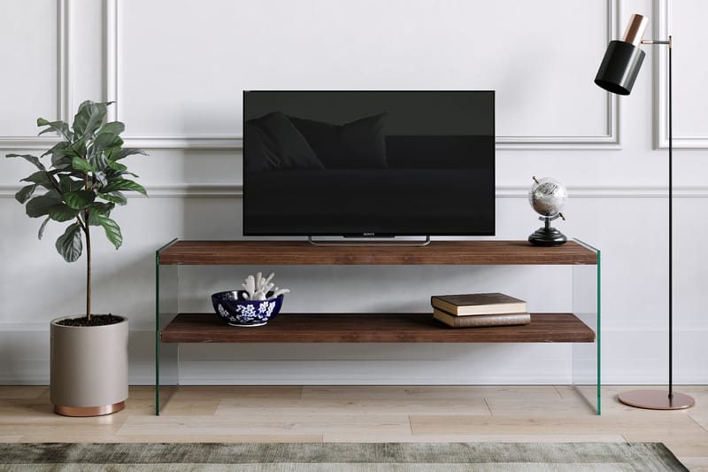 ZABAVA TV-bänk 120 cm Brun - Brun/Glas - Tv-bänkar