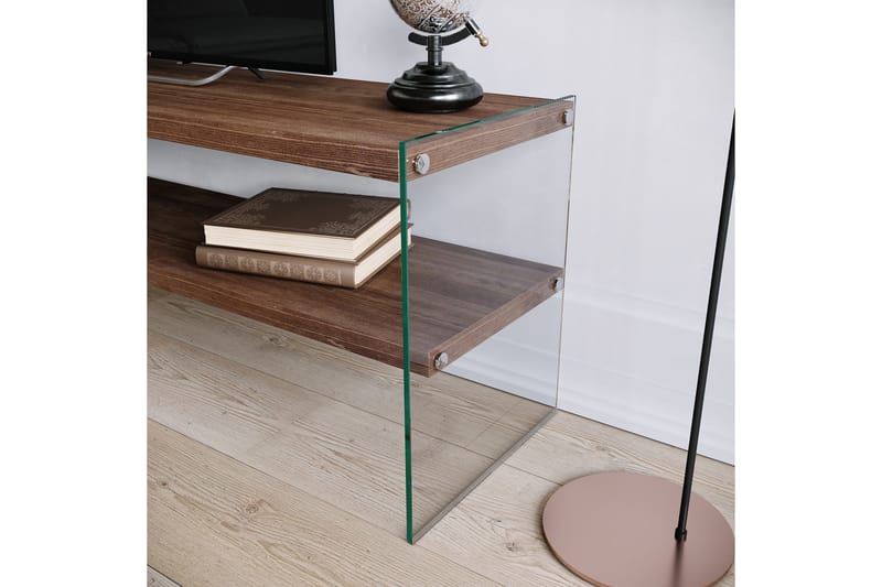 ZABAVA TV-bänk 120 cm Brun - Brun/Glas - Möbler - Vardagsrum - Tv-möbler & mediamöbler - Tv-bänkar