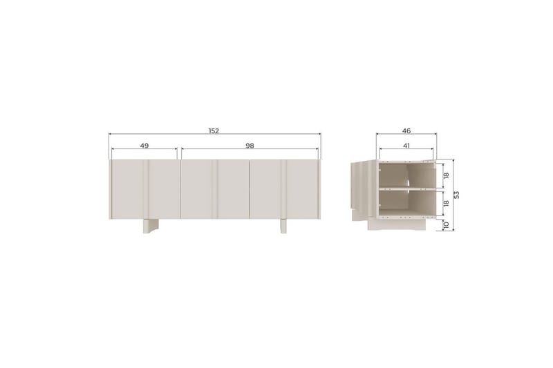 TV-enhet Basu - Damm, 152 cm - Möbler - Vardagsrum - Tv-möbler & mediamöbler - Tv-bänkar