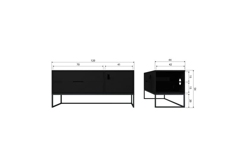 TV-enhet Silas - Blacknight, Ask, 120 cm - Möbler - Vardagsrum - Tv-möbler & mediamöbler - Tv-bänkar