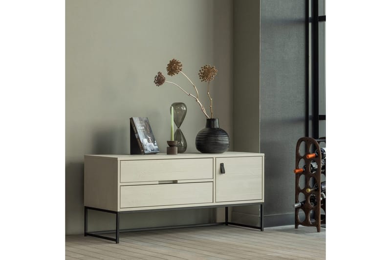 TV-enhet Silas - Damm, Borstat furu, 120 cm - Möbler - Vardagsrum - Tv-möbler & mediamöbler - Tv-bänkar