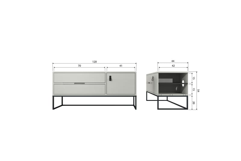 TV-enhet Silas - Damm, Borstat furu, 120 cm - Möbler - Vardagsrum - Tv-möbler & mediamöbler - Tv-bänkar