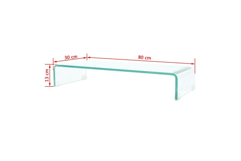 TV-bord klarglas 80x30x13 cm - Transparent - Tv-hylla