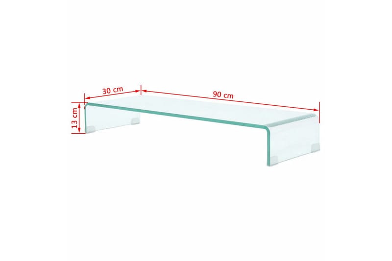 TV-bord klarglas 90x30x13 cm - Transparent - Tv-hylla