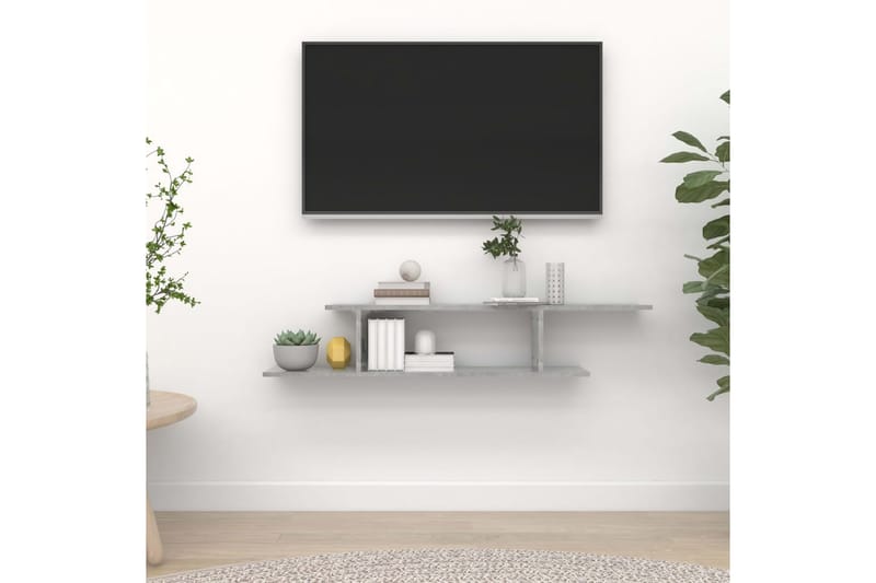 Väggmonterad tv-hylla betonggrå 125x18x23 cm spånskiva - Grå - Möbler - Vardagsrum - Tv-möbler & mediamöbler - Tv-hylla
