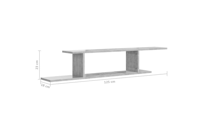 Väggmonterad tv-hylla betonggrå 125x18x23 cm spånskiva - Grå - Möbler - Vardagsrum - Tv-möbler & mediamöbler - Tv-hylla