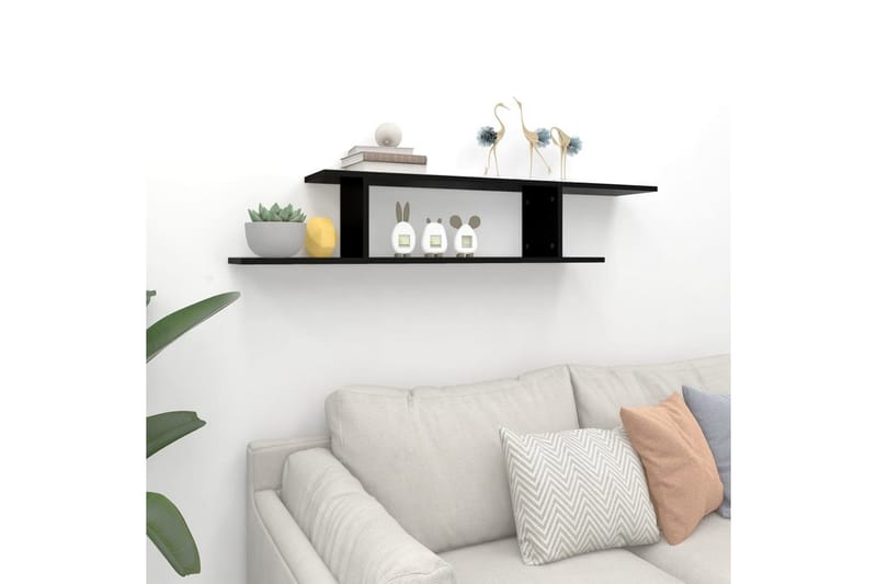 Väggmonterad tv-hylla svart 125x18x23 cm spånskiva - Svart - Möbler - Vardagsrum - Tv-möbler & mediamöbler - Tv-hylla
