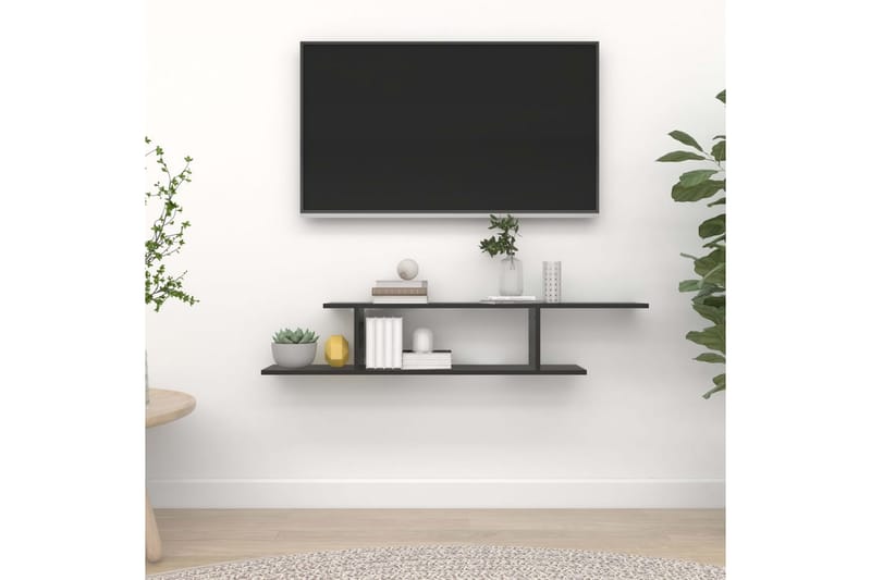 Väggmonterad tv-hylla svart 125x18x23 cm spånskiva - Svart - Tv-hylla