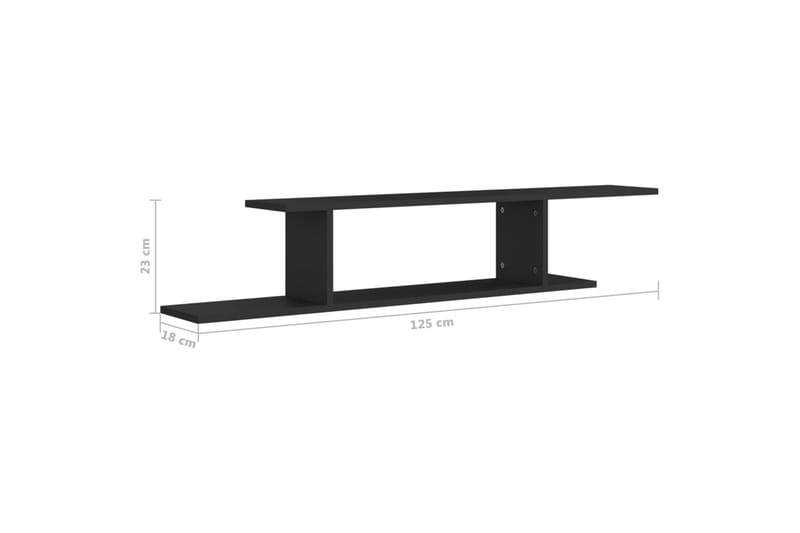 Väggmonterad tv-hylla svart 125x18x23 cm spånskiva - Svart - Möbler - Vardagsrum - Tv-möbler & mediamöbler - Tv-hylla
