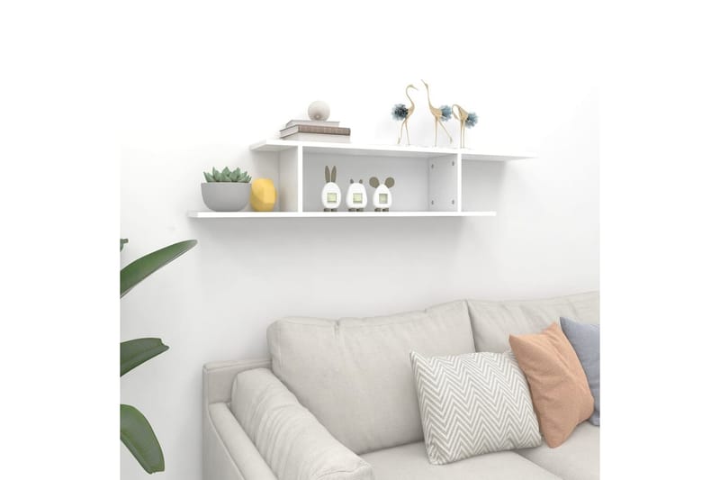 Väggmonterad tv-hylla vit 125x18x23 cm spånskiva - Vit - Möbler - Vardagsrum - Tv-möbler & mediamöbler - Tv-hylla