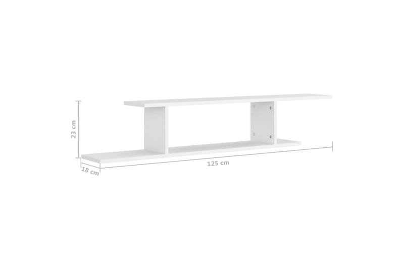 Väggmonterad tv-hylla vit 125x18x23 cm spånskiva - Vit - Möbler - Vardagsrum - Tv-möbler & mediamöbler - Tv-hylla