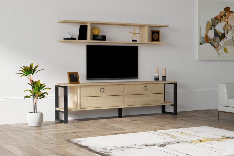 AGATEA Tv-möbelset 160x45 cm Blå - Möbler - Vardagsrum - Tv-möbler & mediamöbler - Tv-möbelset