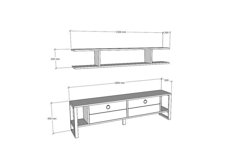 AGATEA Tv-möbelset 160x45 cm Blå - Möbler - Vardagsrum - Tv-möbler & mediamöbler - Tv-möbelset
