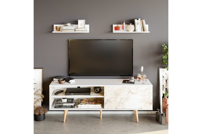 AGATEA Tv-möbelset 160x59 cm Vit - Tv-möbelset