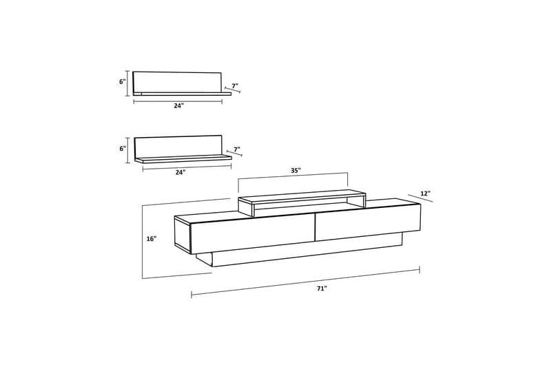 AGATEA Tv-möbelset 180x40 cm Vit - Möbler - Vardagsrum - Tv-möbler & mediamöbler - Tv-möbelset