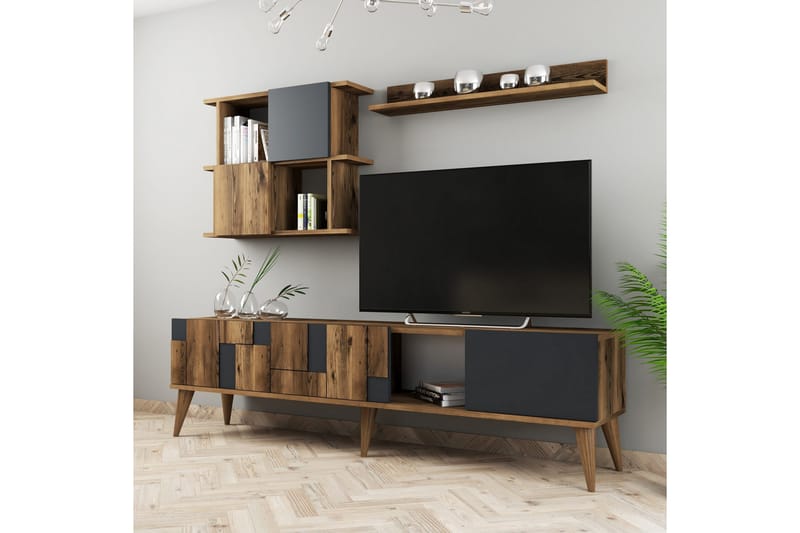 Alsacia Tv-möbelset 180 cm - Mörkbrun/Antracit - Möbler - Vardagsrum - Tv-möbler & mediamöbler - Tv-möbelset