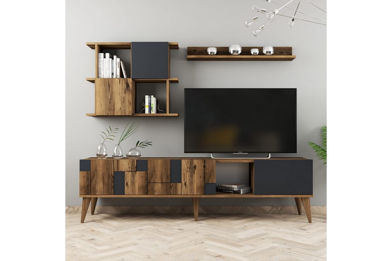 Alsacia Tv-möbelset 180 cm - Mörkbrun/Antracit - Möbler - Vardagsrum - Tv-möbler & mediamöbler - Tv-möbelset