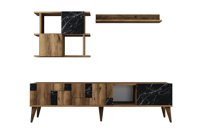 Alsacia Tv-möbelset 180 cm - Mörkbrun/Svart - Möbler - Vardagsrum - Tv-möbler & mediamöbler - Tv-möbelset