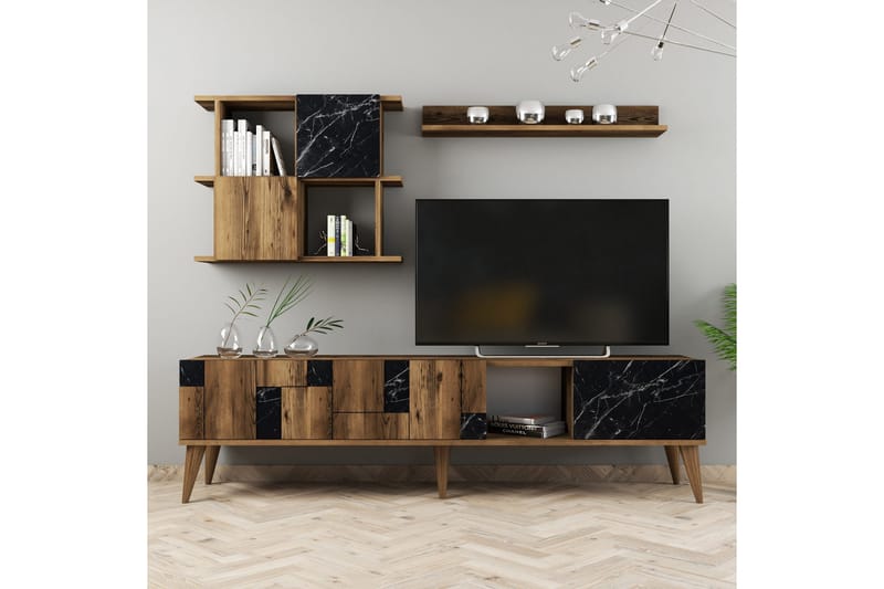 Alsacia Tv-möbelset 180 cm - Mörkbrun/Svart - Möbler - Vardagsrum - Tv-möbler & mediamöbler - Tv-möbelset