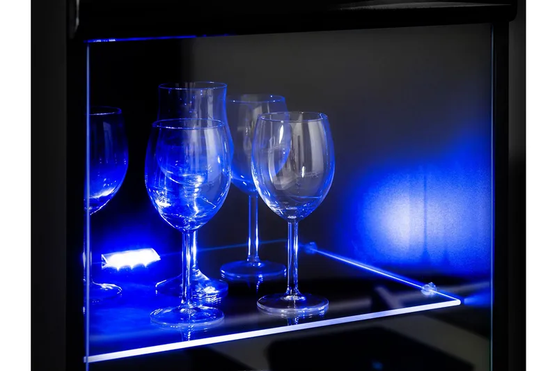 Apryl Modern TV Mediamöbel med Vitrinskåp och LED-belysning - Svart / Trä / Glas - Möbler - Vardagsrum - Tv-möbler & mediamöbler - Tv-möbelset