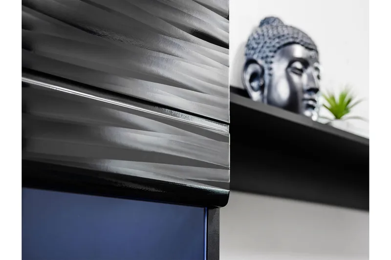 Apryl Modern TV Mediamöbel med Vitrinskåp och LED-belysning - Svart / Trä / Glas - Möbler - Vardagsrum - Tv-möbler & mediamöbler - Tv-möbelset