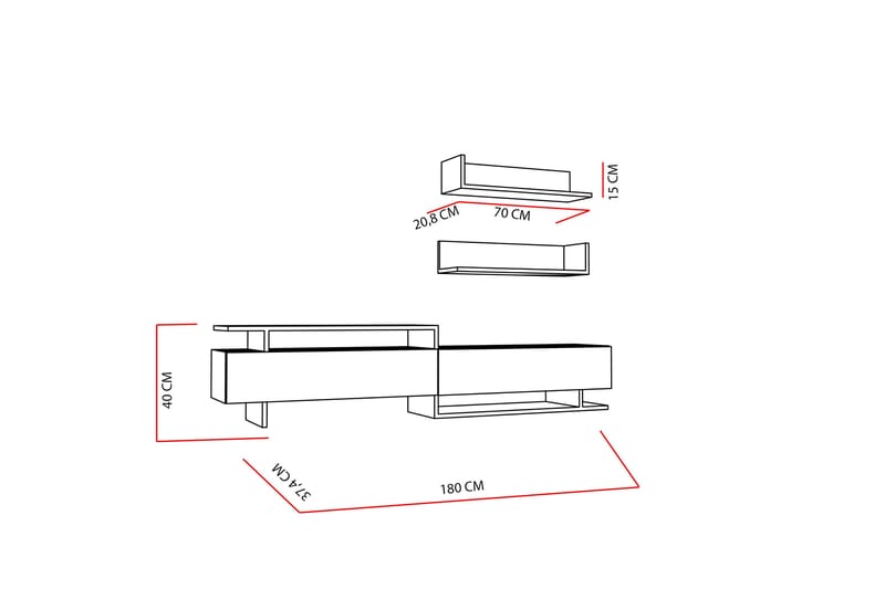 Ayaze Tv-bänk - Vit/Brun - Möbler - Vardagsrum - Tv-möbler & mediamöbler - Tv-möbelset