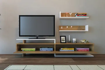 Ayaze Tv-bänk - Vit/Brun - Möbler - Vardagsrum - Tv-möbler & mediamöbler - Tv-möbelset