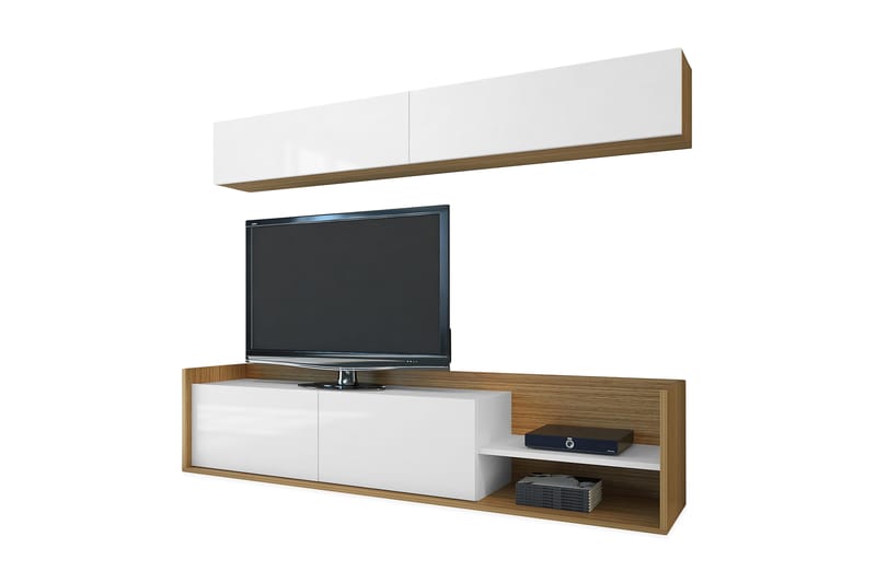 BELLSON Mediaförvaring Vit/Teak - Vit/Teak - Möbler - Vardagsrum - Tv-möbler & mediamöbler - Tv-möbelset